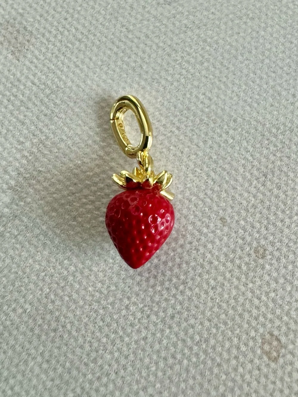 Gorjana Gold Charm Pendant - Red Enamel Strawberry, petite, Tiny - Picture 1 of 11